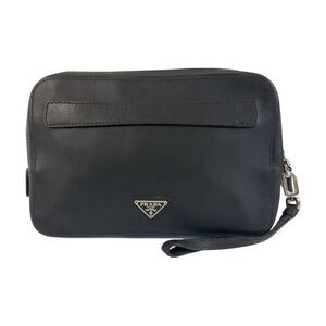 Prada Leather Triangle Logo Clutch
